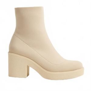 NEW EVERGLADES women's stretch sock knit chunky platform booties in taupe